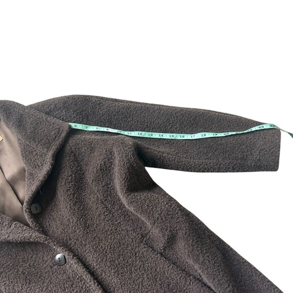 Sachi Collection Peruvian Alpaca Suri & Wool Coat Size 14W Brown Long Lined - Picture 10 of 10